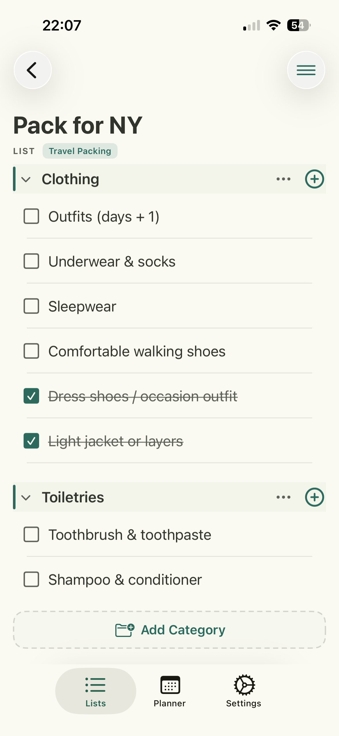 Wholistic active checklist